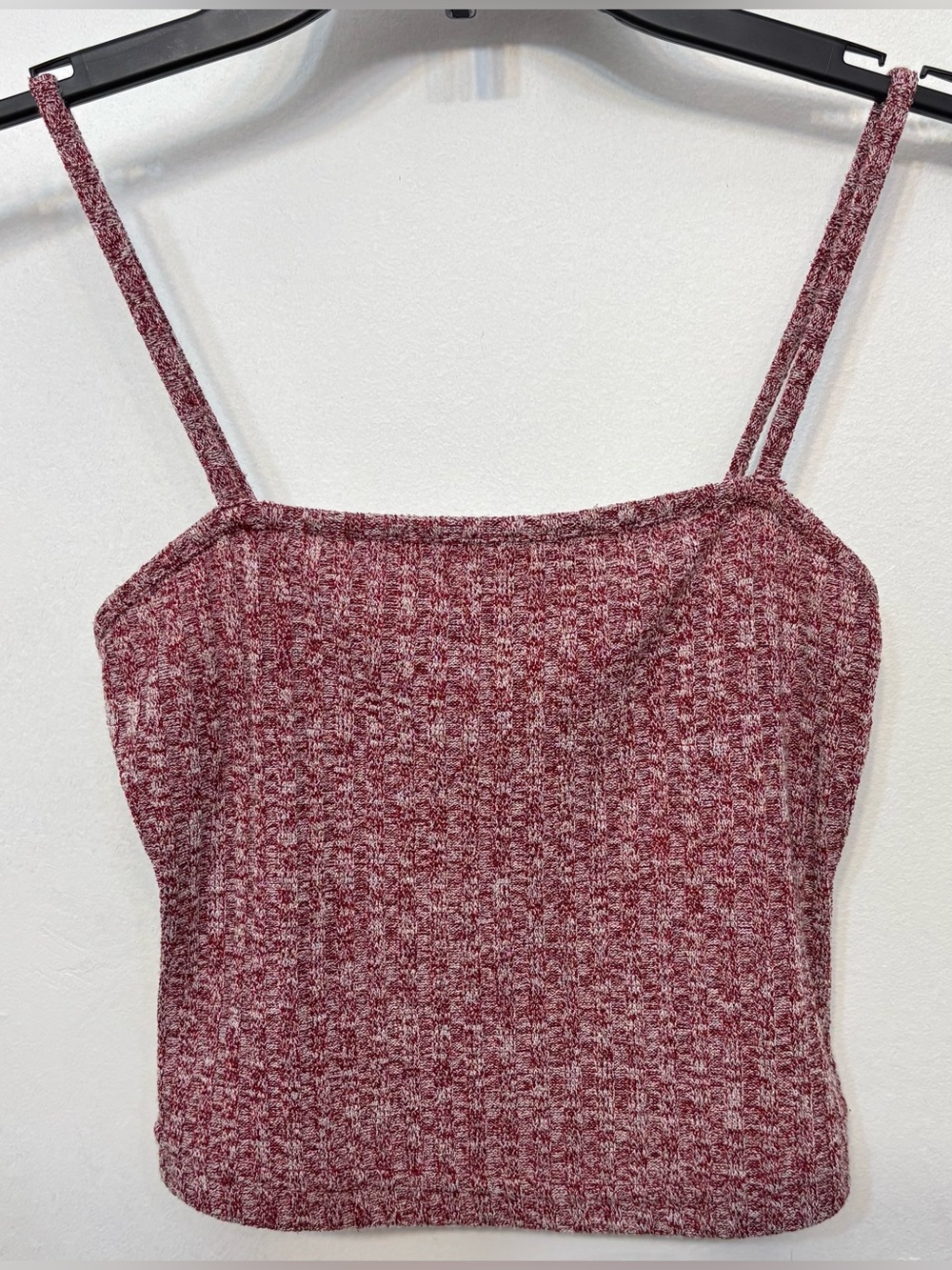 SHEIN Red & White Marbled Knit Cropped Cami Tank Top Womens Size Small